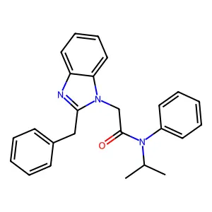 2-(2-benzyl-1H-benzo[d]imidazol-1-yl)-N-isopropyl-N-phenylacetamide structure