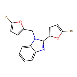 2-(5-Bromo-furan-2-yl)-1-(5-bromo-furan-2-ylmethyl)-1H-benzoimidazole structure