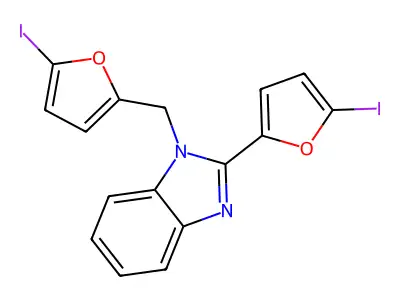 2-(5-iodo-2-furyl)-1-[(5-iodo-2-furyl)methyl]-1H-benzimidazole structure