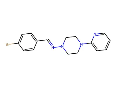 (E)-N-(4-bromobenzylidene)-4-(pyridin-2-yl)piperazin-1-amine structure
