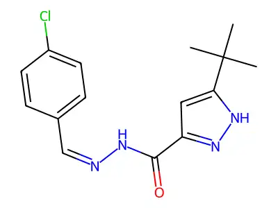 (Z)-3-(tert-butyl)-N'-(4-chlorobenzylidene)-1H-pyrazole-5-carbohydrazide structure