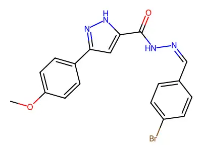 (Z)-N'-(4-bromobenzylidene)-3-(4-methoxyphenyl)-1H-pyrazole-5-carbohydrazide structure