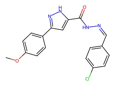 (Z)-N'-(4-chlorobenzylidene)-3-(4-methoxyphenyl)-1H-pyrazole-5-carbohydrazide structure