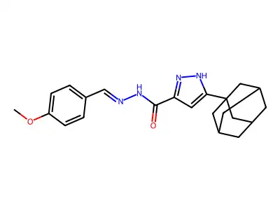 5-(1-adamantyl)-N-[(E)-(4-methoxyphenyl)methylideneamino]-1H-pyrazole-3-carboxamide structure
