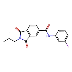 N-(3-iodophenyl)-2-(2-methylpropyl)-1,3-dioxoisoindole-5-carboxamide structure