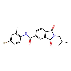 N-(4-bromo-2-methylphenyl)-2-(2-methylpropyl)-1,3-dioxoisoindole-5-carboxamide structure