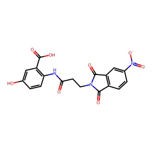 5-hydroxy-2-{[3-(5-nitro-1,3-dioxo-1,3-dihydro-2H-isoindol-2-yl)propanoyl]amino}benzoic acid structure