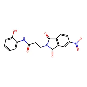 N-(2-hydroxyphenyl)-3-(5-nitro-1,3-dioxoisoindol-2-yl)propanamide structure