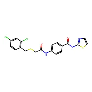 4-[[2-[(2,4-dichlorophenyl)methylsulfanyl]acetyl]amino]-N-(1,3-thiazol-2-yl)benzamide structure