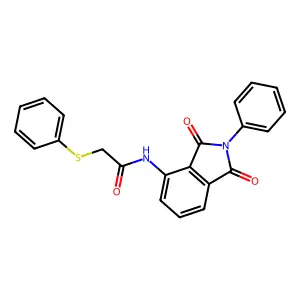 N-(1,3-dioxo-2-phenylisoindol-4-yl)-2-phenylsulfanylacetamide structure