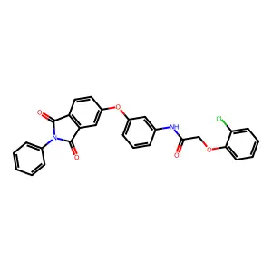 2-(2-chlorophenoxy)-N-[3-(1,3-dioxo-2-phenylisoindol-5-yl)oxyphenyl]acetamide structure