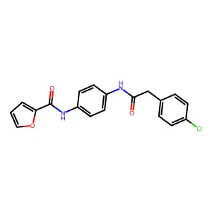 N-[4-[[2-(4-chlorophenyl)acetyl]amino]phenyl]furan-2-carboxamide structure