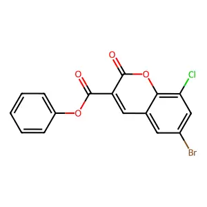 phenyl 6-bromo-8-chloro-2-oxo-2H-chromene-3-carboxylate structure