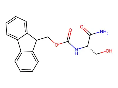 (9H-fluoren-9-yl)methyl N-[(1S)-1-carbamoyl-2-hydroxyethyl]carbamate structure
