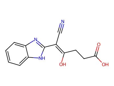 (Z)-5-(1H-benzo[d]imidazol-2-yl)-5-cyano-4-hydroxypent-4-enoic acid structure