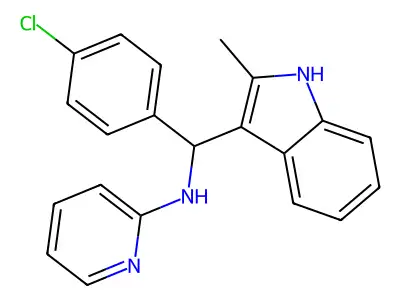 N-[(4-chlorophenyl)-(2-methyl-1H-indol-3-yl)methyl]pyridin-2-amine structure