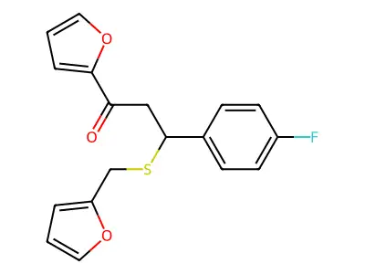 3-(4-Fluorophenyl)-1-(furan-2-yl)-3-((furan-2-ylmethyl)thio)propan-1-one structure