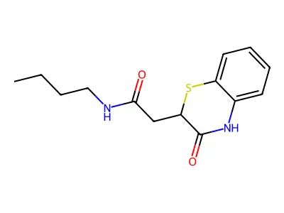 N-butyl-2-(3-oxo-3,4-dihydro-2H-1,4-benzothiazin-2-yl)acetamide structure