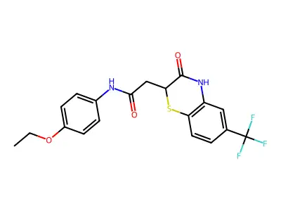 N-(4-ethoxyphenyl)-2-[3-oxo-6-(trifluoromethyl)-3,4-dihydro-2H-1,4-benzothiazin-2-yl]acetamide structure