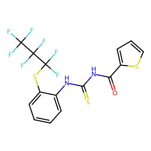 N-({2-[(heptafluoropropyl)sulfanyl]phenyl}carbamothioyl)thiophene-2-carboxamide structure
