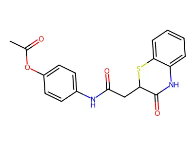 4-{[2-(3-oxo-3,4-dihydro-2H-1,4-benzothiazin-2-yl)acetyl]amino}phenyl acetate structure