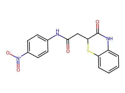 N-(4-nitrophenyl)-2-(3-oxo-3,4-dihydro-2H-1,4-benzothiazin-2-yl)acetamide structure