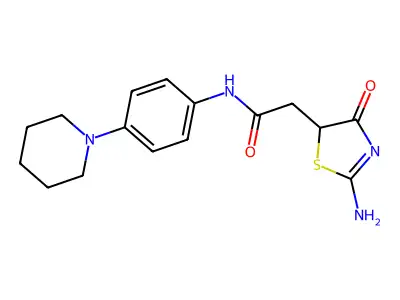 2-(2-imino-4-oxo-1,3-thiazolidin-5-yl)-N-[4-(1-piperidinyl)phenyl]acetamide structure