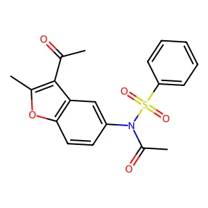 N-acetyl-N-(3-acetyl-2-methyl-1-benzofuran-5-yl)benzenesulfonamide structure