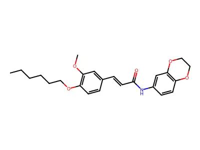 (2E)-N-(2,3-dihydro-1,4-benzodioxin-6-yl)-3-[4-(hexyloxy)-3-methoxyphenyl]prop-2-enamide structure