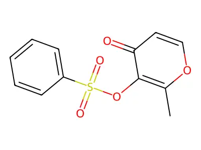 2-methyl-4-oxo-4H-pyran-3-yl benzenesulfonate structure