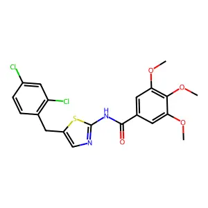 N-[5-(2,4-dichlorobenzyl)-1,3-thiazol-2-yl]-3,4,5-trimethoxybenzamide structure