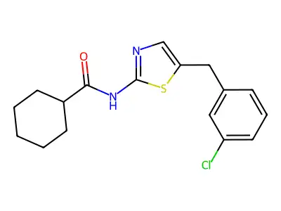 N-[5-(3-chlorobenzyl)-1,3-thiazol-2-yl]cyclohexanecarboxamide structure
