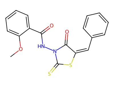 (E)-N-(5-benzylidene-4-oxo-2-thioxothiazolidin-3-yl)-2-methoxybenzamide structure