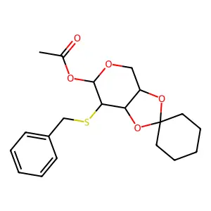 1-o-Acetyl-2-s-benzyl-3,4-o-cyclohexane-1,1-diyl-2-thiopentopyranose structure