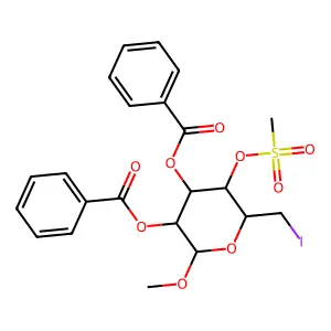 [5-Benzoyloxy-2-(iodomethyl)-6-methoxy-3-methylsulfonyloxyoxan-4-yl] benzoate structure