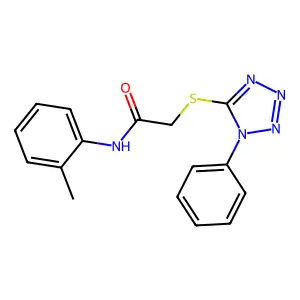 N-(2-methylphenyl)-2-(1-phenyltetrazol-5-yl)sulfanylacetamide structure