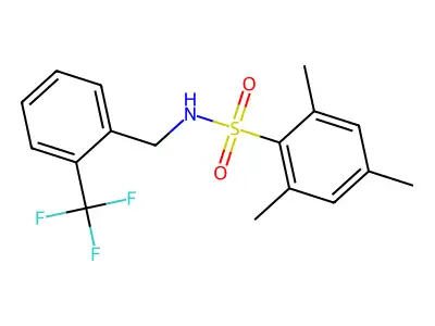 2,4,6-trimethyl-N-{[2-(trifluoromethyl)phenyl]methyl}benzene-1-sulfonamide structure
