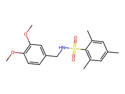N-[(3,4-dimethoxyphenyl)methyl]-2,4,6-trimethylbenzene-1-sulfonamide structure