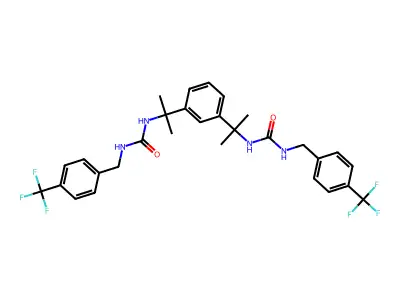 N-[1-Methyl-1-(3-{1-methyl-1-[({[4-(-(trifluoro-methyl)benzyl]amino}carbonyl)amino]ethyl} phenyl)ethyl]-N'-[4-(trifluoromethyl)benzyl]urea structure