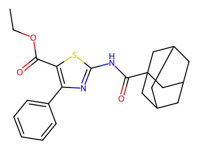 Ethyl 2-(adamantane-1-carbonylamino)-4-phenyl-1,3-thiazole-5-carboxylate structure