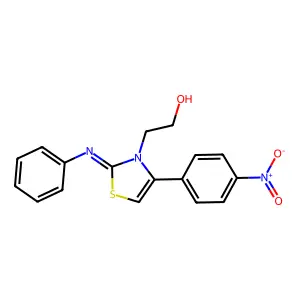(Z)-2-(4-(4-nitrophenyl)-2-(phenylimino)thiazol-3(2H)-yl)ethanol structure