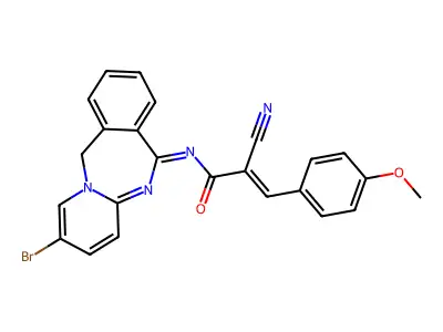 (E)-N-(2-bromo-11H-pyrido[1,2-b][2,4]benzodiazepin-6-ylidene)-2-cyano-3-(4-methoxyphenyl)prop-2-enamide structure