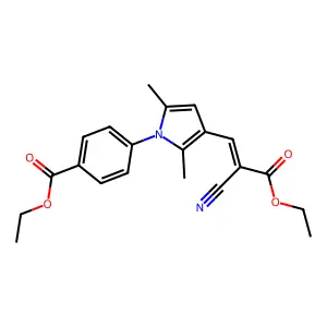 ethyl 4-{3-[(1E)-2-cyano-3-ethoxy-3-oxoprop-1-en-1-yl]-2,5-dimethyl-1H-pyrrol-1-yl}benzoate structure