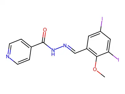 N-[(E)-(3,5-diiodo-2-methoxyphenyl)methylideneamino]pyridine-4-carboxamide structure