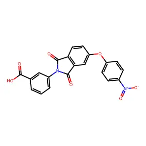3-[5-(4-nitrophenoxy)-1,3-dioxo-1,3-dihydro-2H-isoindol-2-yl]benzoic acid structure