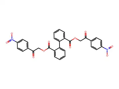 Bis(2-{4-nitrophenyl}-2-oxoethyl) [1,1'-biphenyl]-2,2'-dicarboxylate structure
