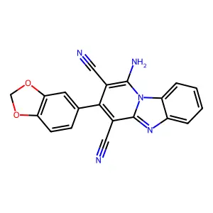 1-Amino-3-(1,3-benzodioxol-5-yl)pyrido[1,2-a]benzimidazole-2,4-dicarbonitrile structure