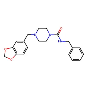 4-(2H-1,3-Benzodioxol-5-ylmethyl)-N-benzylpiperazine-1-carboxamide structure