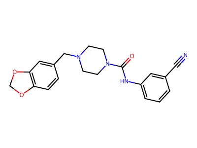 4-(2H-1,3-Benzodioxol-5-ylmethyl)-N-(3-cyanophenyl)piperazine-1-carboxamide structure