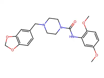 4-(2H-1,3-Benzodioxol-5-ylmethyl)-N-(2,5-dimethoxyphenyl)piperazine-1-carboxamide structure